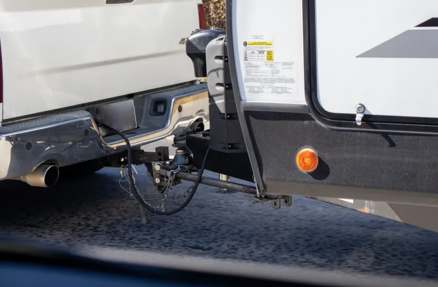 truck towing a travel trailer